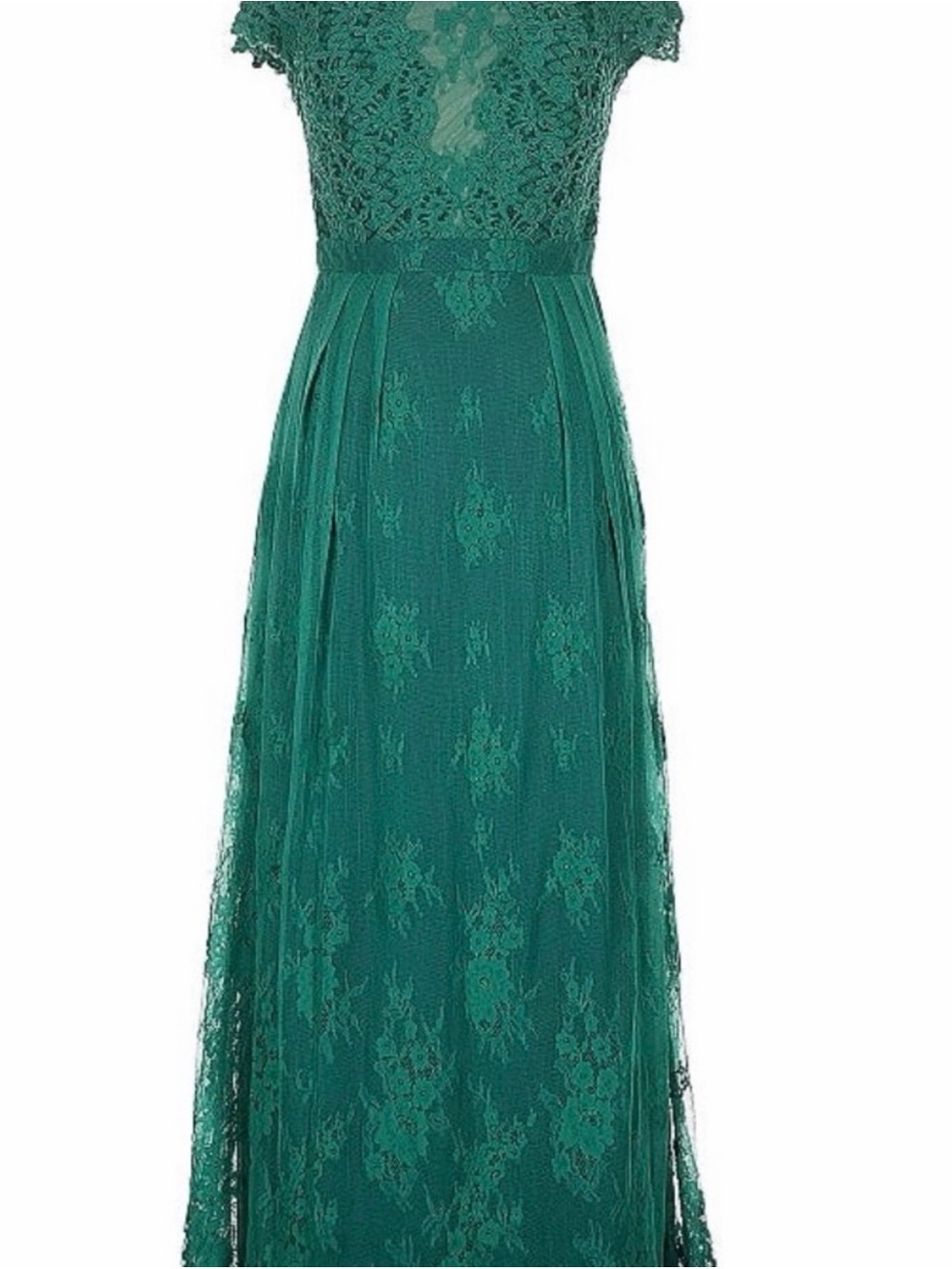 Monique Lhuillier Emerald Green Lace Maxi Dress
